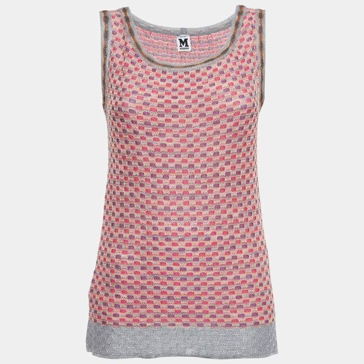 Pre Owned M Missoni Multicolor Patterned Knit Top Shrug Set L