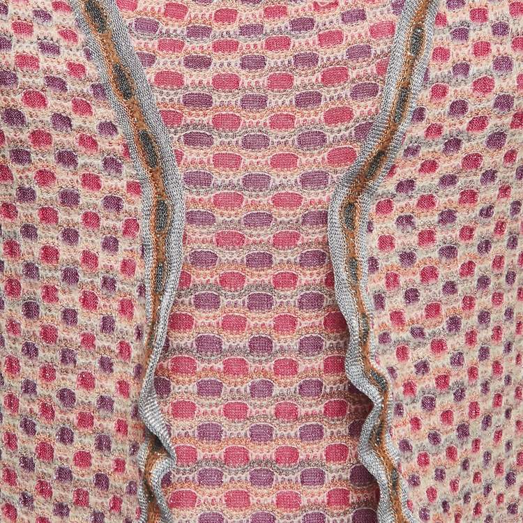 Pre Owned M Missoni Multicolor Patterned Knit Top Shrug Set L