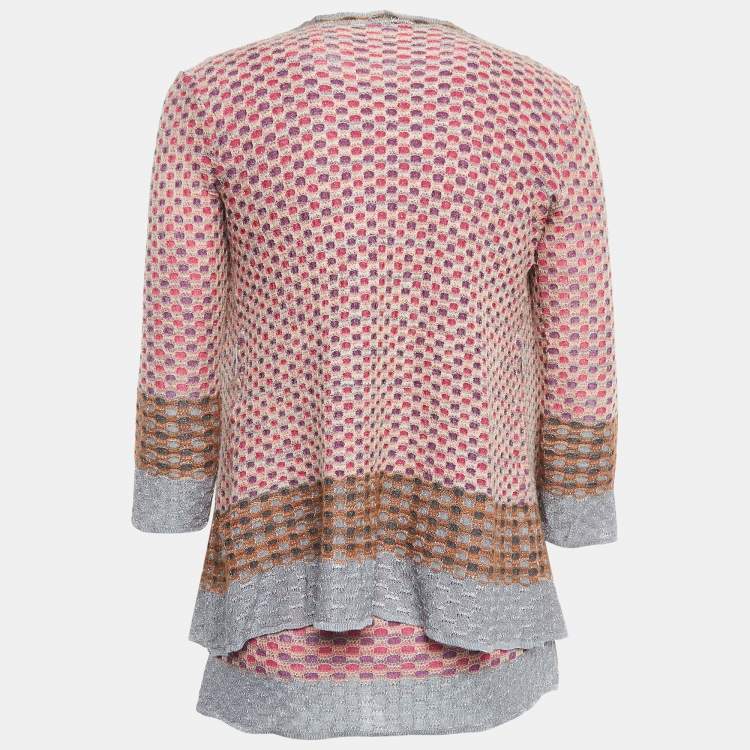 Pre Owned M Missoni Multicolor Patterned Knit Top Shrug Set L
