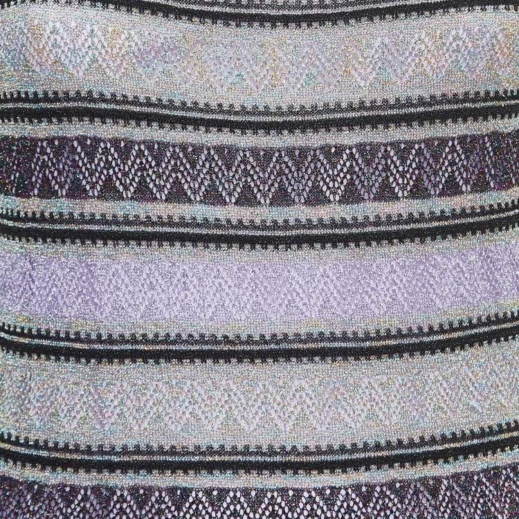 Pre Owned M Missoni Multicolor Striped Perforated Knit Maxi Dress M