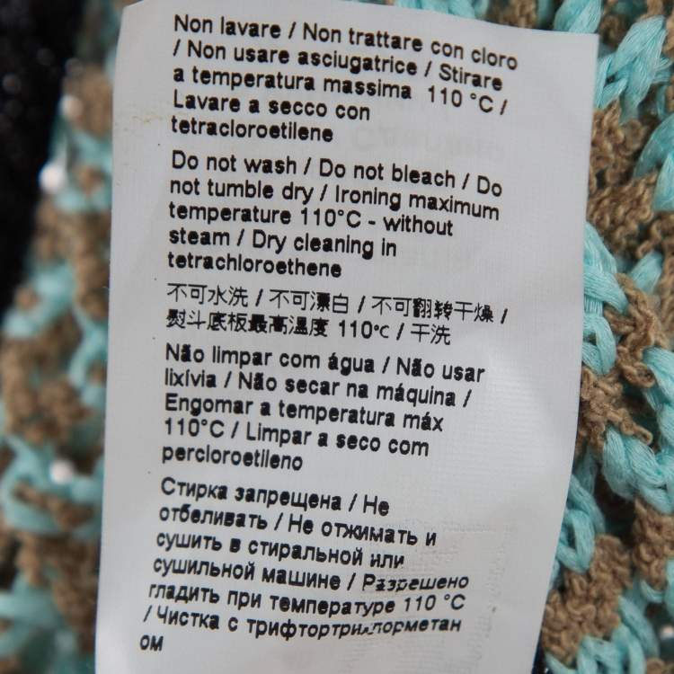Pre Owned M Missoni Blue Cotton Blend Knit Cropped Cardigan S