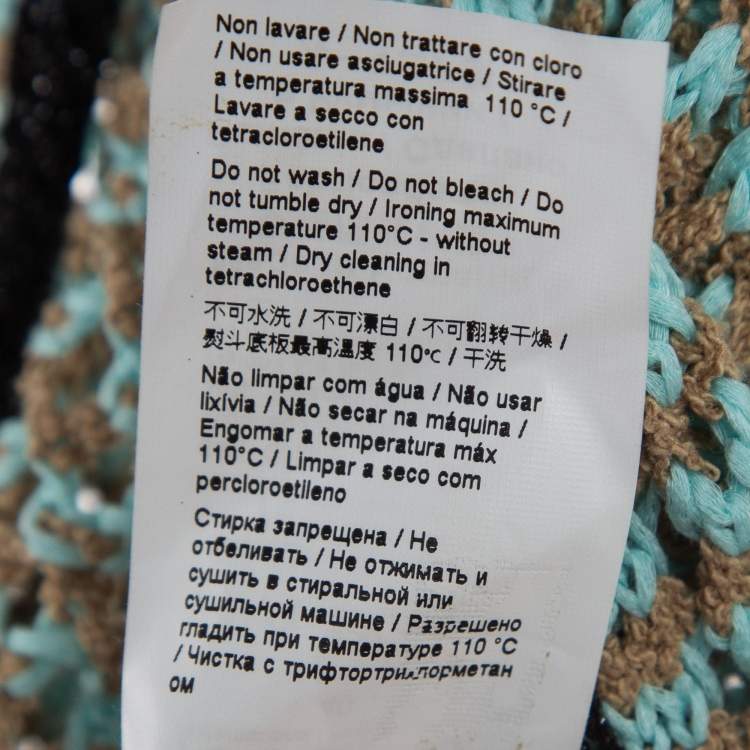 Pre Owned M Missoni Blue Cotton Blend Knit Cropped Cardigan S