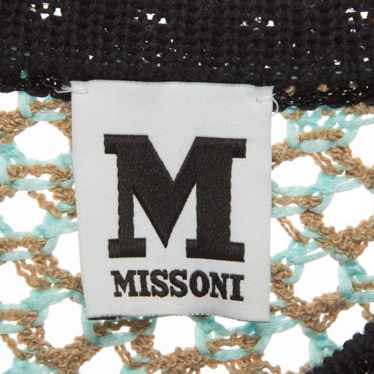 Pre Owned M Missoni Blue Cotton Blend Knit Cropped Cardigan S