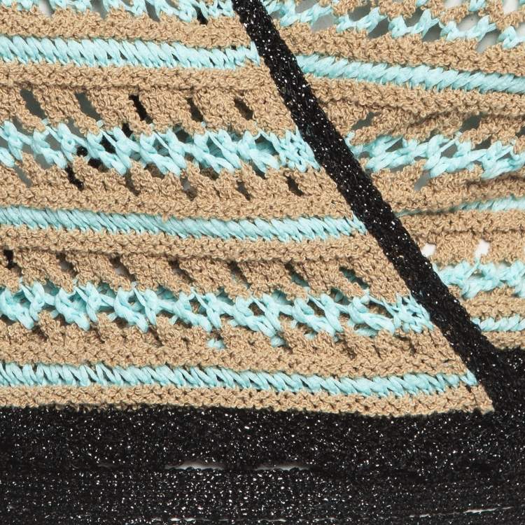 Pre Owned M Missoni Blue Cotton Blend Knit Cropped Cardigan S