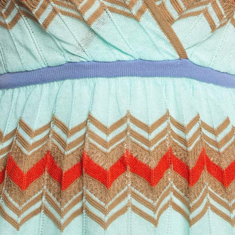 Pre Owned M Missoni Multicolor Patterned Knit Sleeveless Peplum Top S