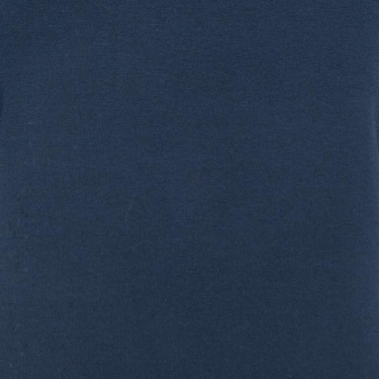 Pre Owned M Missoni Navy Blue Cotton Blend Knit Buttoned Sleeve Detail T-Shirt S
