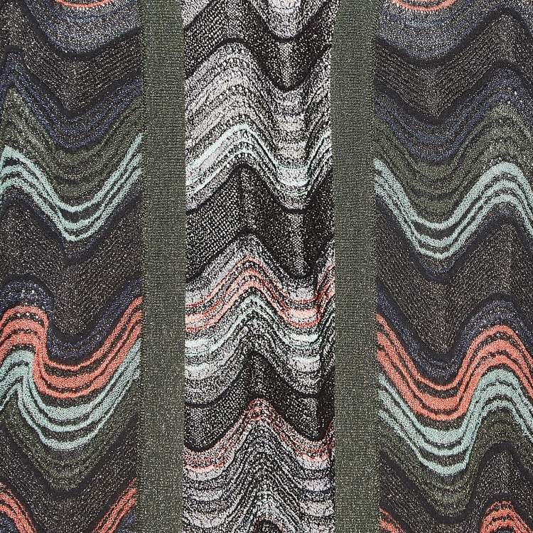 Pre Owned M Missoni Multicolor Patterned Lurex Knit Open Front Cardigan M