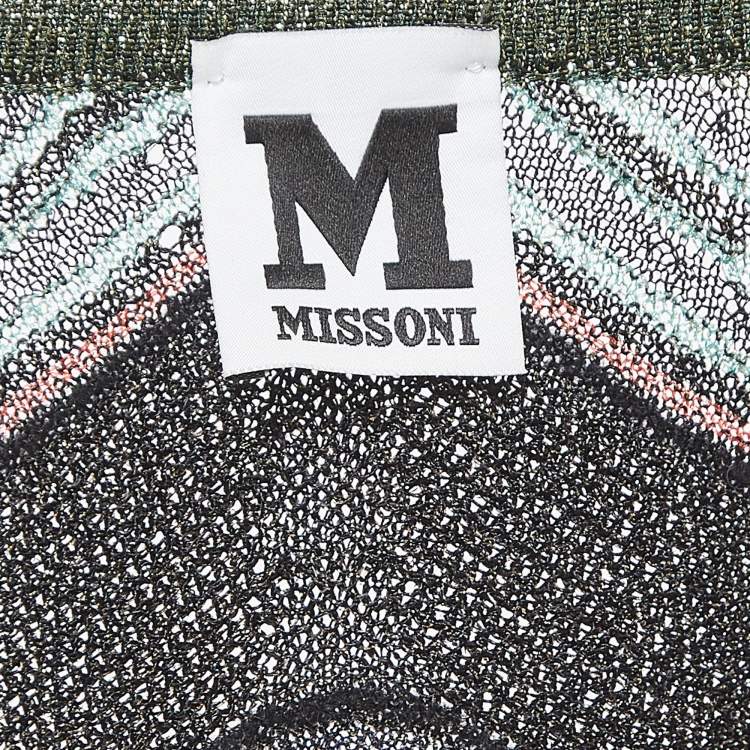 Pre Owned M Missoni Multicolor Patterned Lurex Knit Open Front Cardigan M