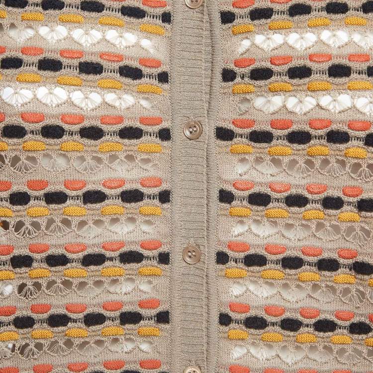 Pre Owned M Missoni Multicolor Eyelet Knit Cardigan M