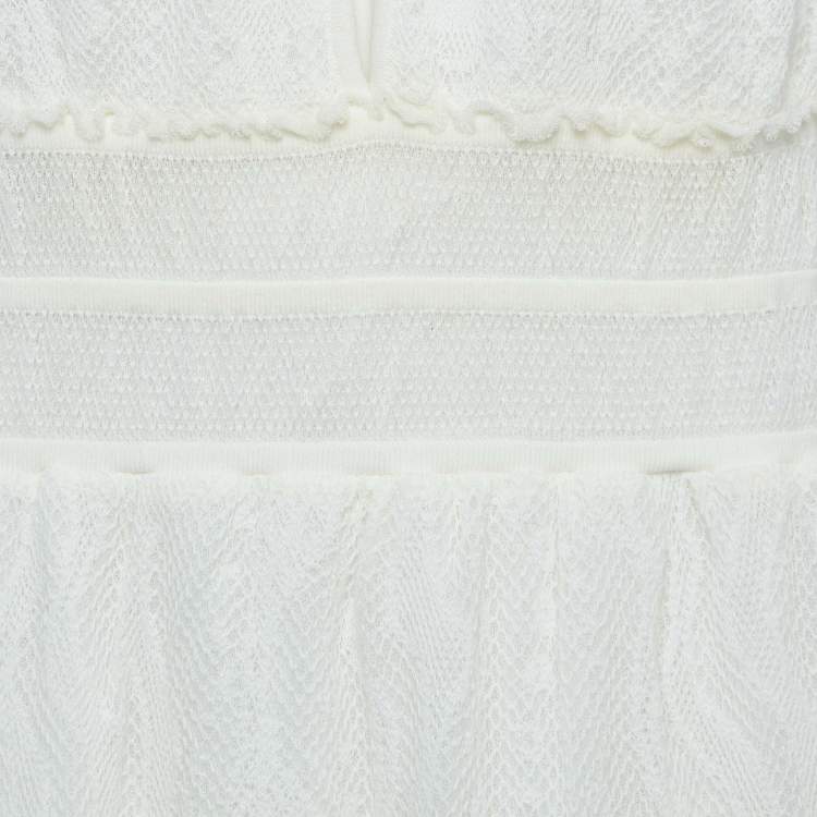 Pre Owned M Missoni White Lace Knit Halter Neck Grecian Maxi Dress L