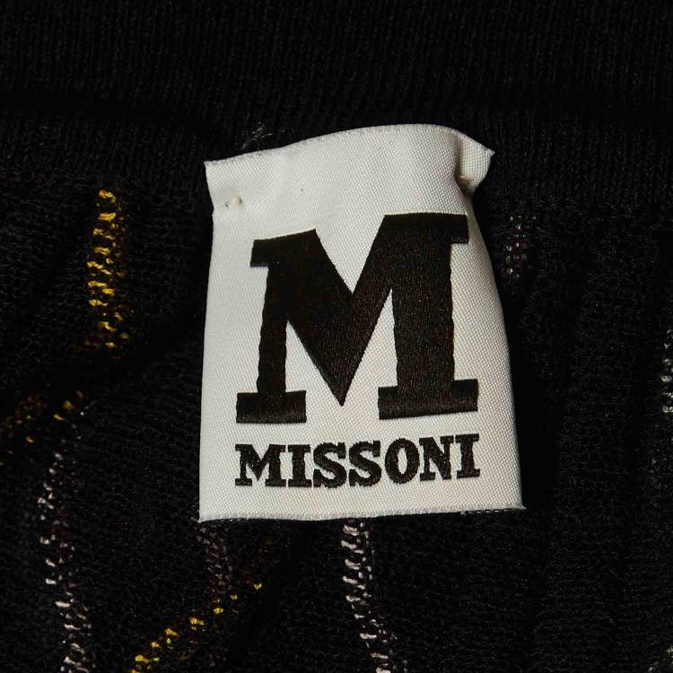 Pre Owned M Missoni Black/Multicolor Knit Midi Dress S
