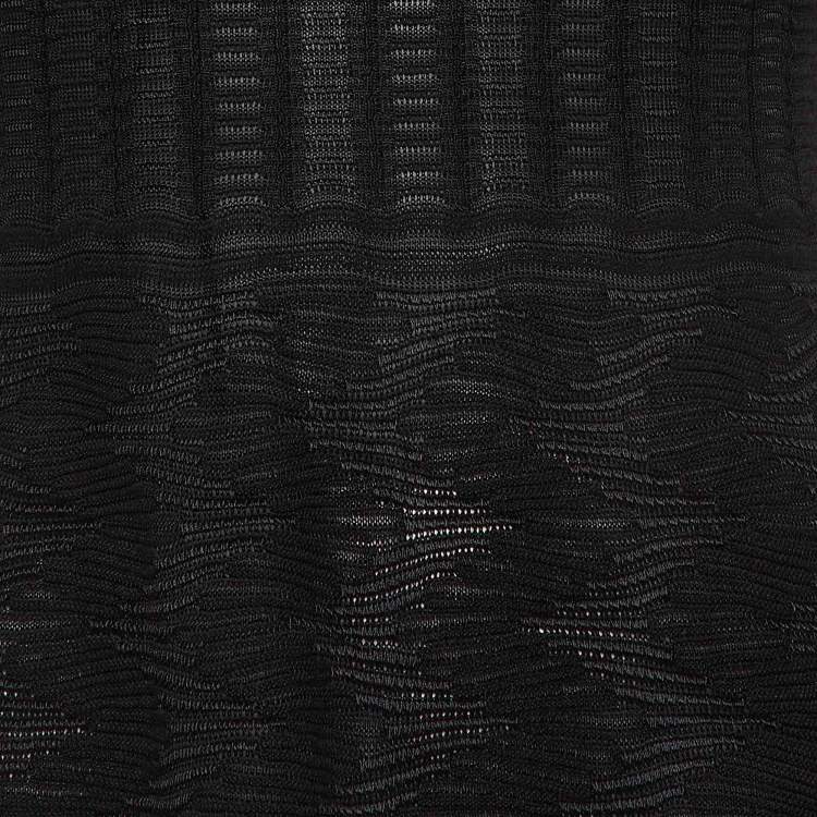 Pre Owned M Missoni Black Knit V-Neck Flared Mini Dress M