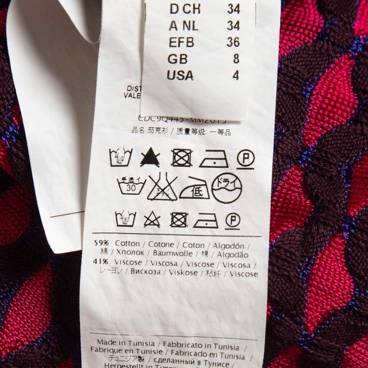 Pre Owned M Missoni Pink Chevron Pattern Knitted Buttoned Cardigan S