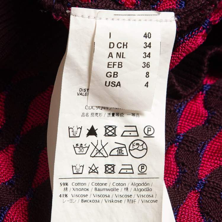 Pre Owned M Missoni Pink Chevron Pattern Knitted Buttoned Cardigan S