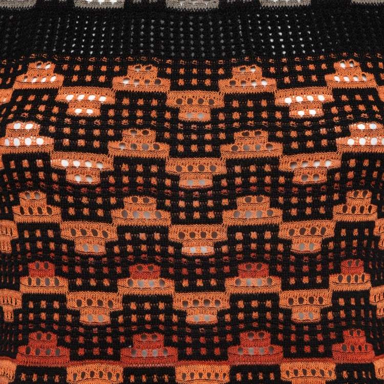 Pre Owned M Missoni Orange Eyelet Knitted Flared Sweatshirt S