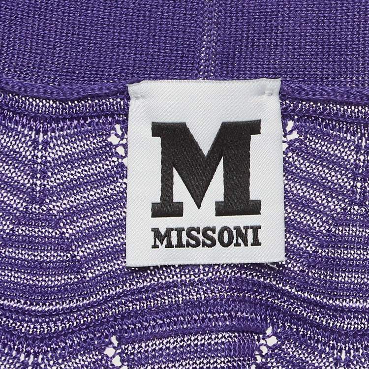 Pre Owned M Missoni Purple Chevon Knit Open Front Cardigan S