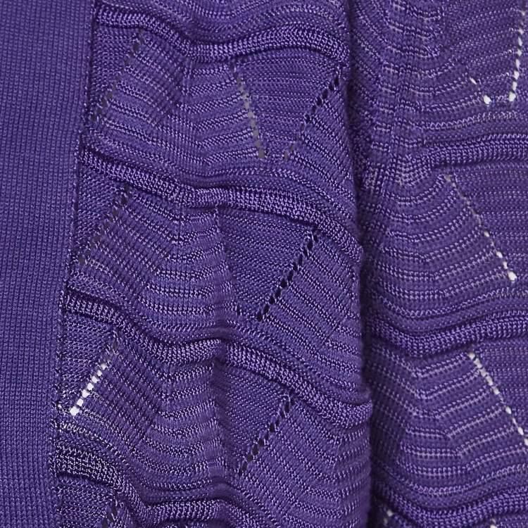 Pre Owned M Missoni Purple Chevon Knit Open Front Cardigan S