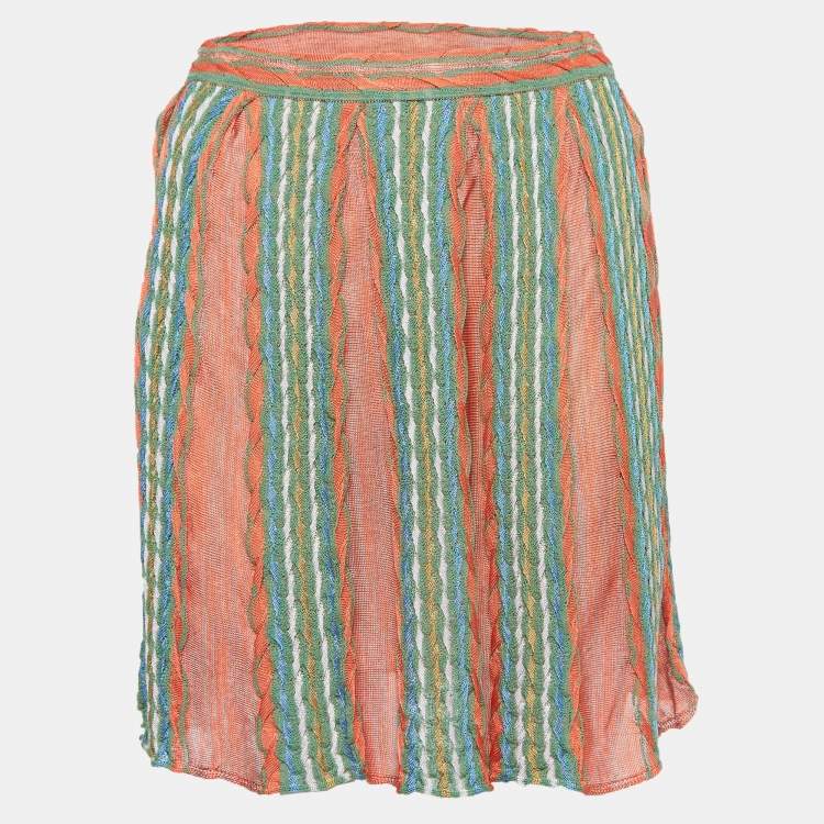 Pre Owned M Missoni Multicolor Striped Knit Mini Skirt S
