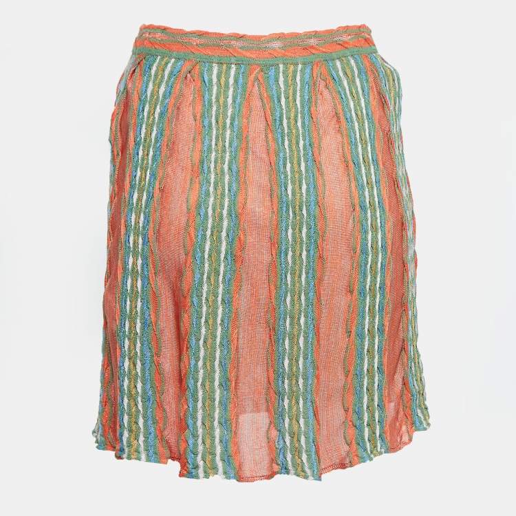 Pre Owned M Missoni Multicolor Striped Knit Mini Skirt S