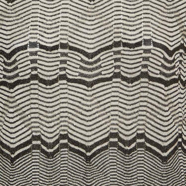 Pre Owned M Missoni Black/White Chevron Lurex Knit Bell Sleeve Sweatshirt M