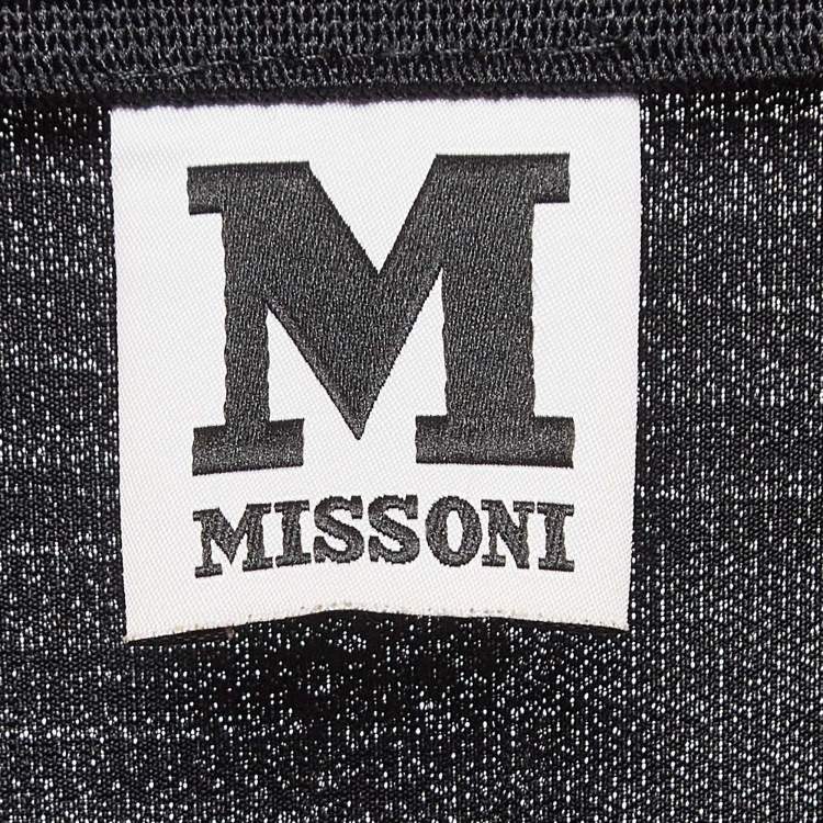 Pre Owned M Missoni Black Patterned Lurex Knit Maxi Skirt L