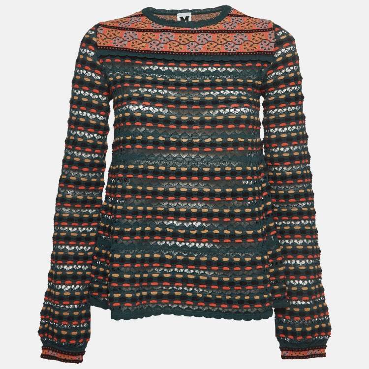 Pre Owned M Missoni Multicolor Patterned Knit Long Sleeve Top S