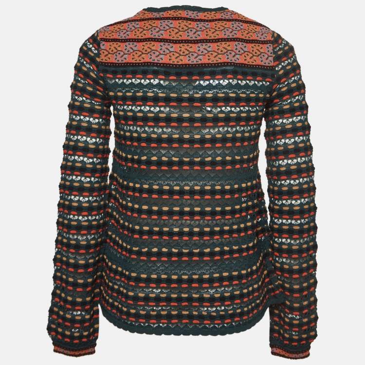 Pre Owned M Missoni Multicolor Patterned Knit Long Sleeve Top S