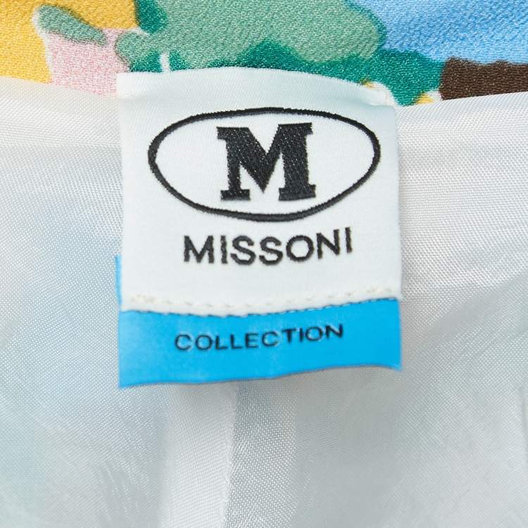 Pre Owned M Missoni Multicolor Floral Print Crepe Wide Leg Trousers M