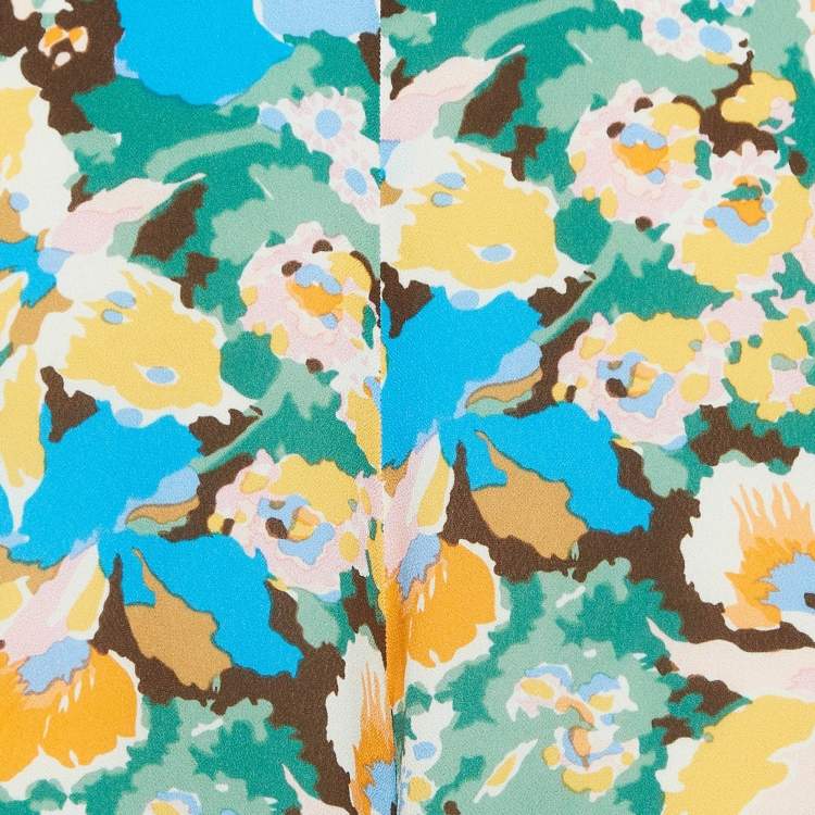 Pre Owned M Missoni Multicolor Floral Print Crepe Wide Leg Trousers M
