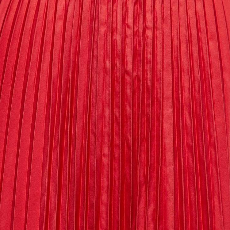 Pre Owned M Missoni Red Faille Pleated Maxi Skirt M