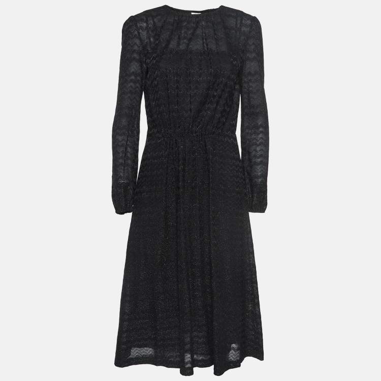 مملوكة مسبقًا M Missoni Lurex Knit Elastic Waist Detail Midi Dress S