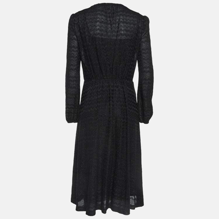 مملوكة مسبقًا M Missoni Lurex Knit Elastic Waist Detail Midi Dress S