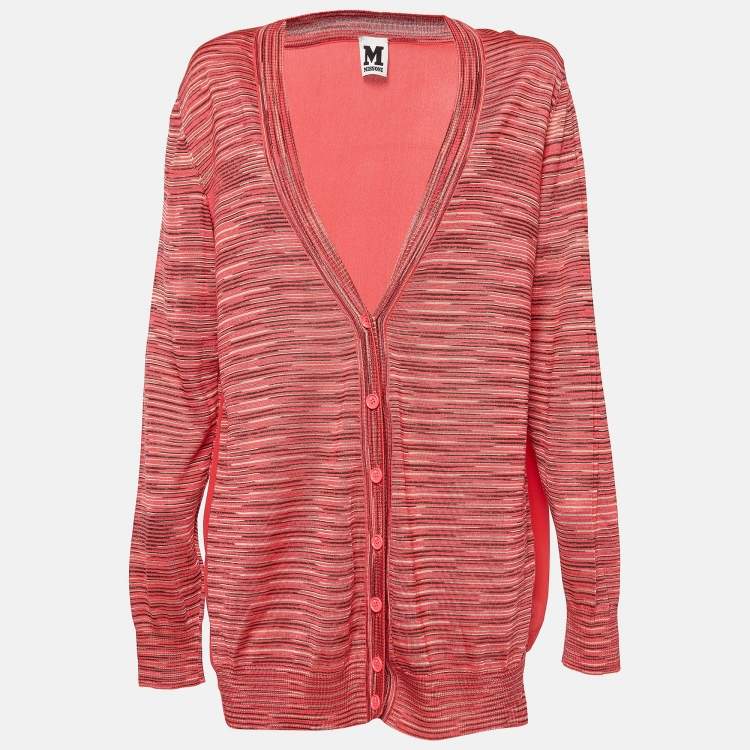 مملوكة مسبقًا M Missoni Pink Patterned Knit Button Front Cardigan M