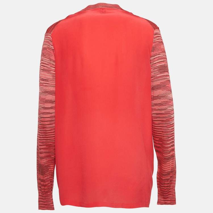 مملوكة مسبقًا M Missoni Pink Patterned Knit Button Front Cardigan M