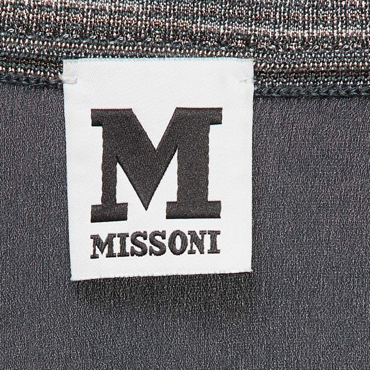 Pre Owned M Missoni Dark Teal Blue Patterned Knit Sleeveless Top M 