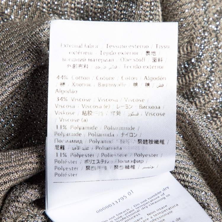 مملوكة مسبقًا M Missoni Grey Lurex Zig Zag Knit Top S