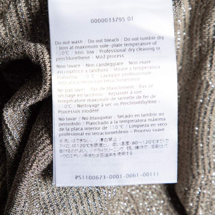 مملوكة مسبقًا M Missoni Grey Lurex Zig Zag Knit Top S