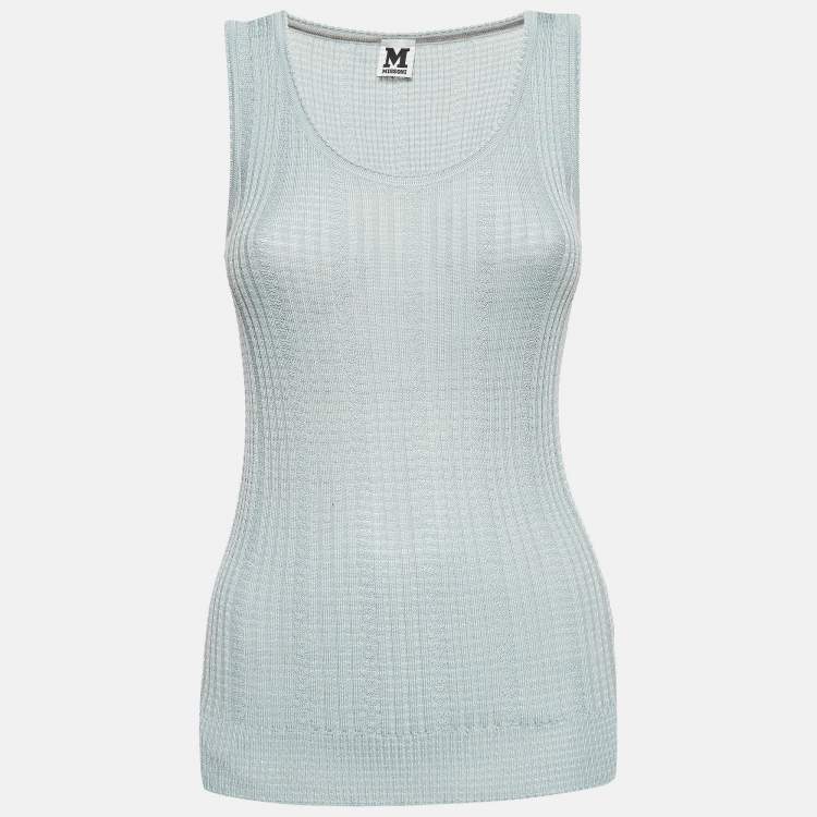 Pre Owned M Missoni Green Patterned Knit Tank Top S
