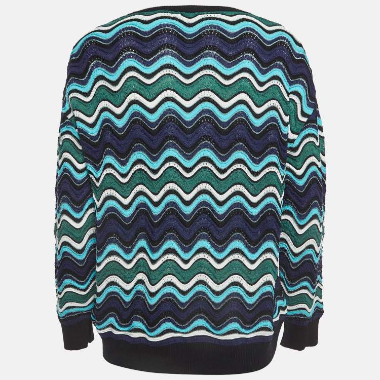 Pre Owned M Missoni Multicolor Chevron Patterned Knit Sweater M