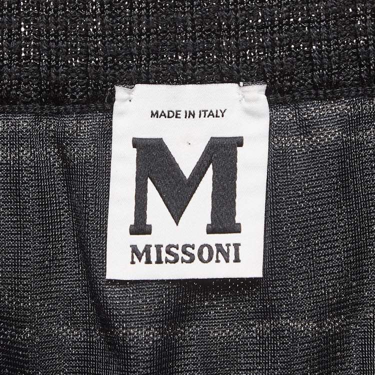 Pre Owned M Missoni Black Patterned Knit Knee Length Skirt M