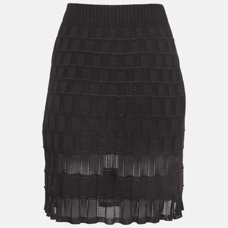 Pre Owned M Missoni Black Patterned Knit Knee Length Skirt M