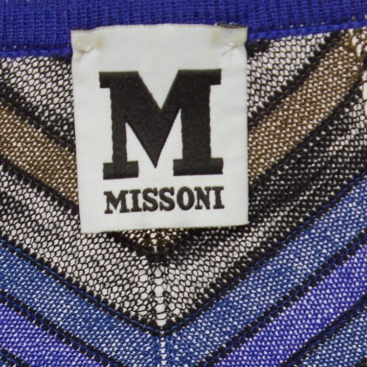 Pre Owned M Missoni Multicolor Chevron Knit Midi Dress L