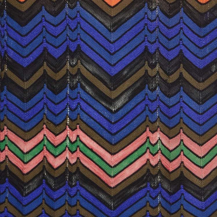 Pre Owned M Missoni Multicolor Chevron Knit Midi Dress L