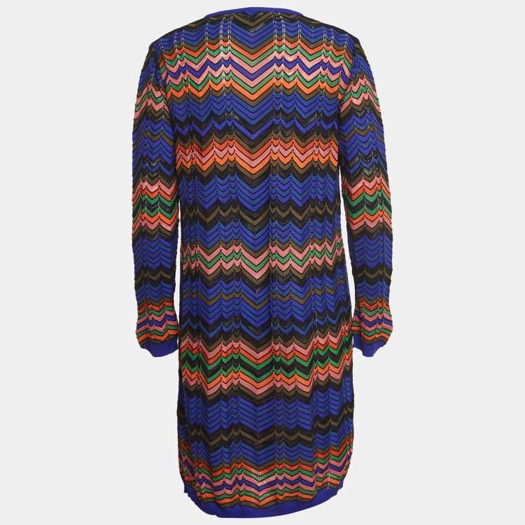 Pre Owned M Missoni Multicolor Chevron Knit Midi Dress L