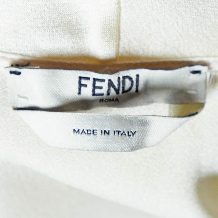 Pre Owned Fendi Cream Satin Ruffled Sleeveless Maxi Dress S
