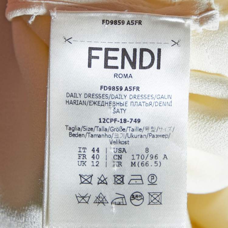 Pre Owned Fendi Cream Satin Ruffled Sleeveless Maxi Dress S