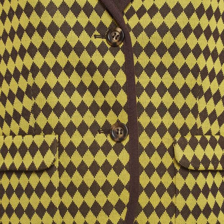 Pre Owned M Missoni Yellow/Brown Checked Knit Blazer M