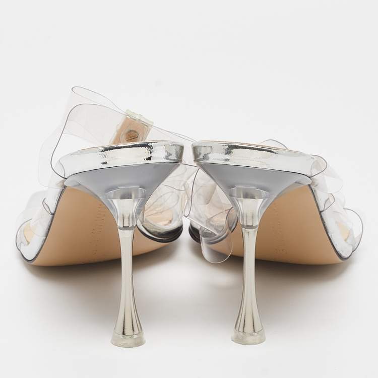 Pre Owned Mach & Mach Transparent PVC Slide Sandals Size 38
