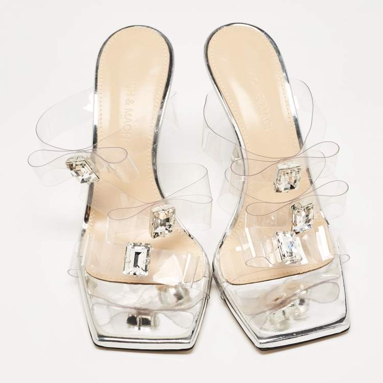 Pre Owned Mach & Mach Transparent PVC Slide Sandals Size 38