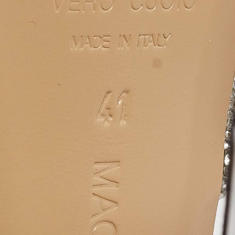 Pre Owned Mach & Mach Silver PVC Double Bow Pumps Size 41